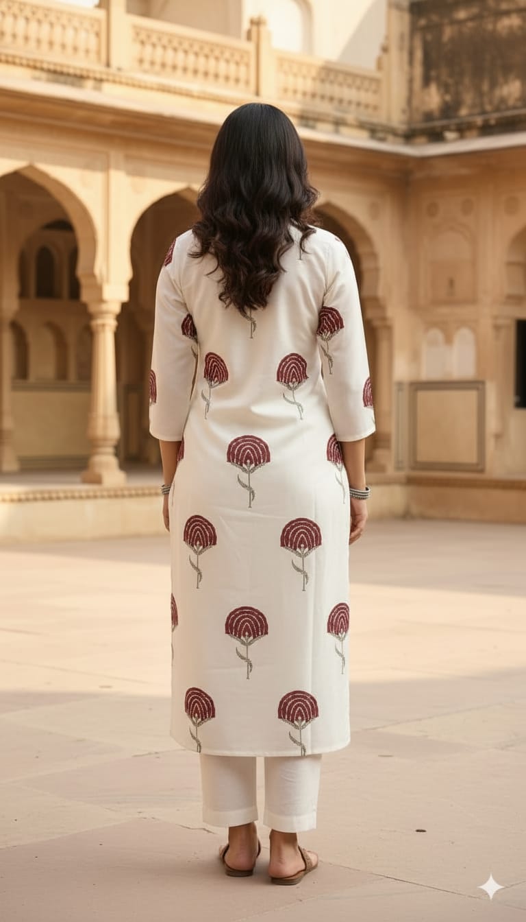 Digital Printed Poly Cotton Regular Straight Kurta