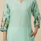 Women’s Casual Wear Rayon Blend Straight Kurta with Digital Print Keyhole Neck