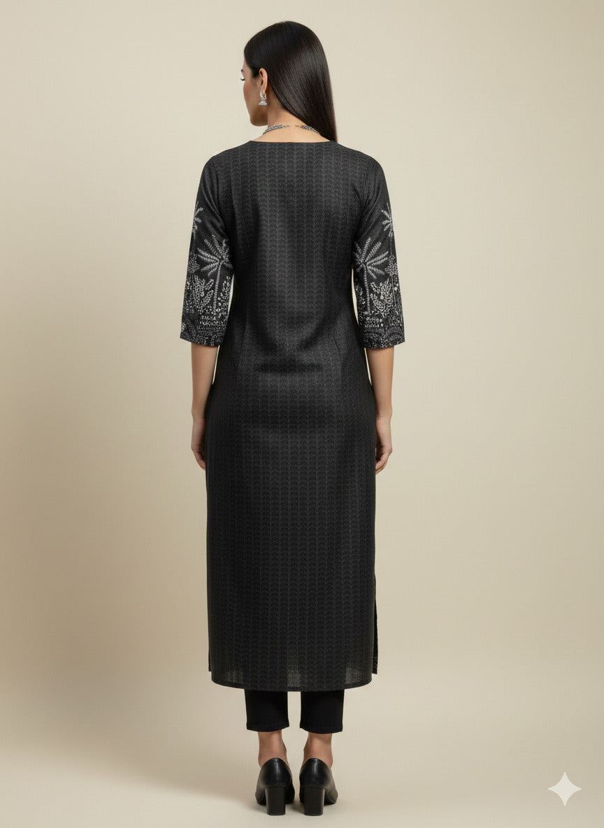 Women’s Casual Wear Rayon Blend Straight Kurta with Digital Print Keyhole Neck