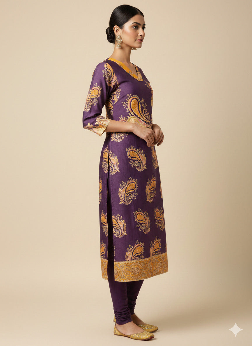 Women’s Casual Wear Rayon Blend Straight Kurta with Digital Print