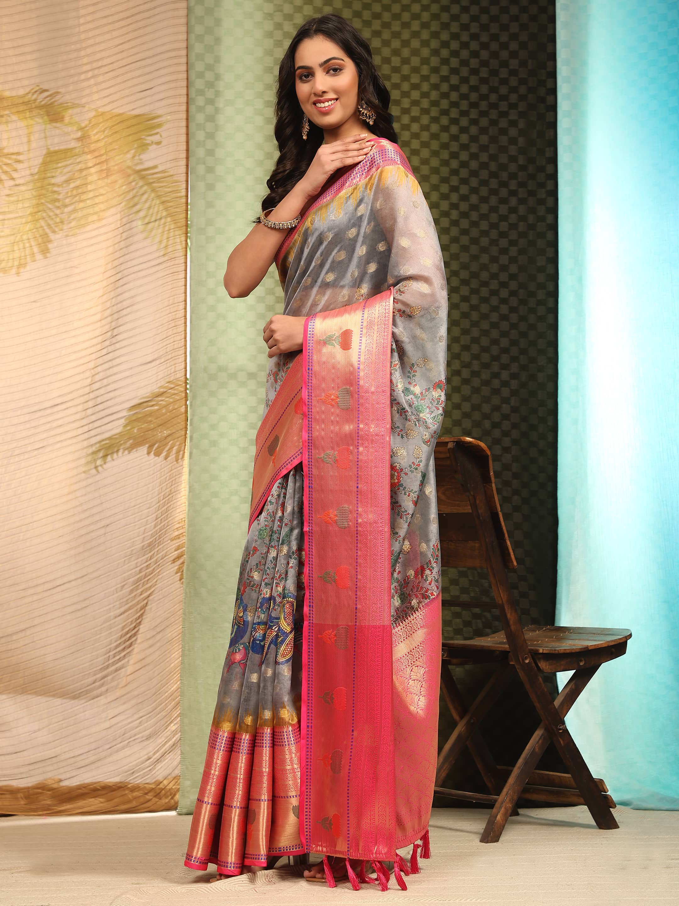 Banarasi Art Silk Digital Printed Kalamkari Saree