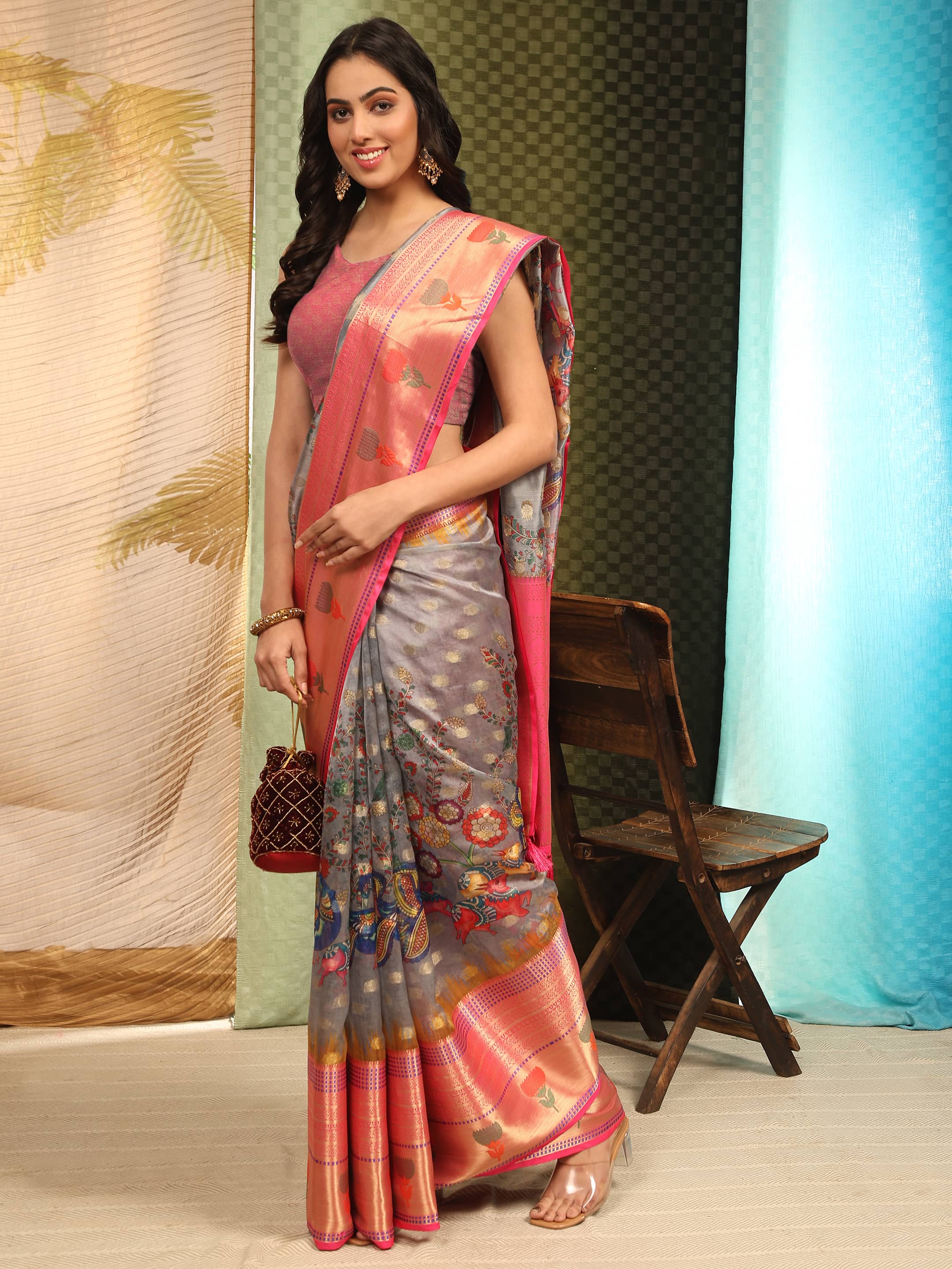 Banarasi Art Silk Digital Printed Kalamkari Saree