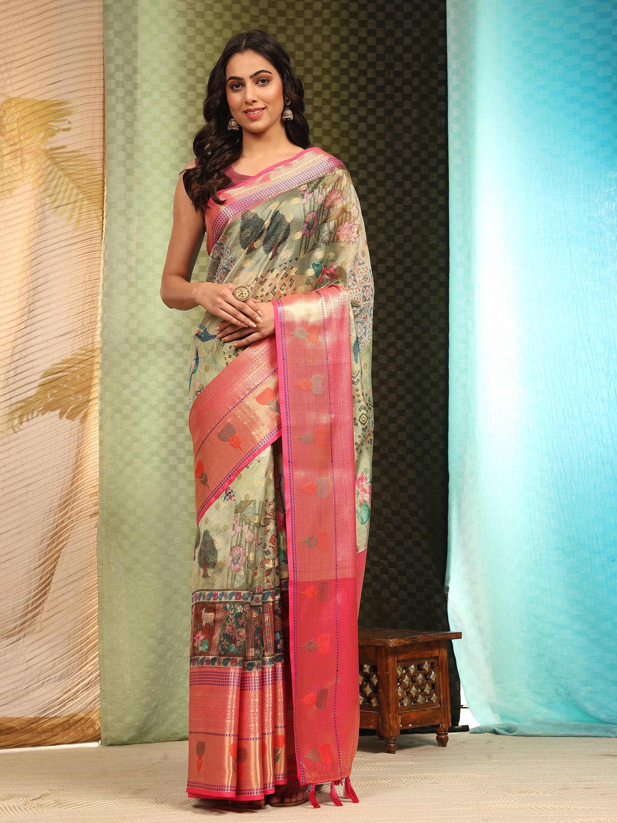 Banarasi Art Silk Digital Printed Kalamkari Saree