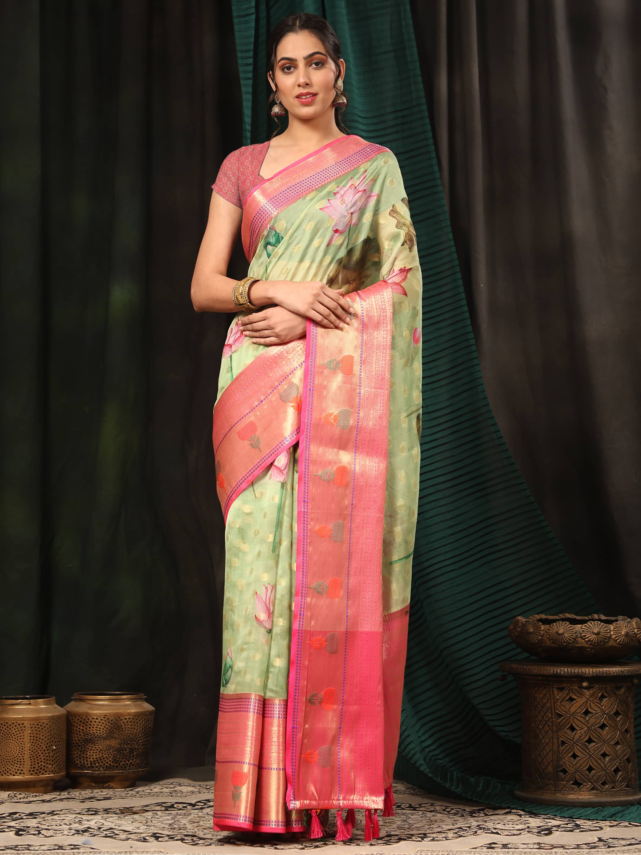 Banarasi Art Silk Digital Printed Kalamkari Saree