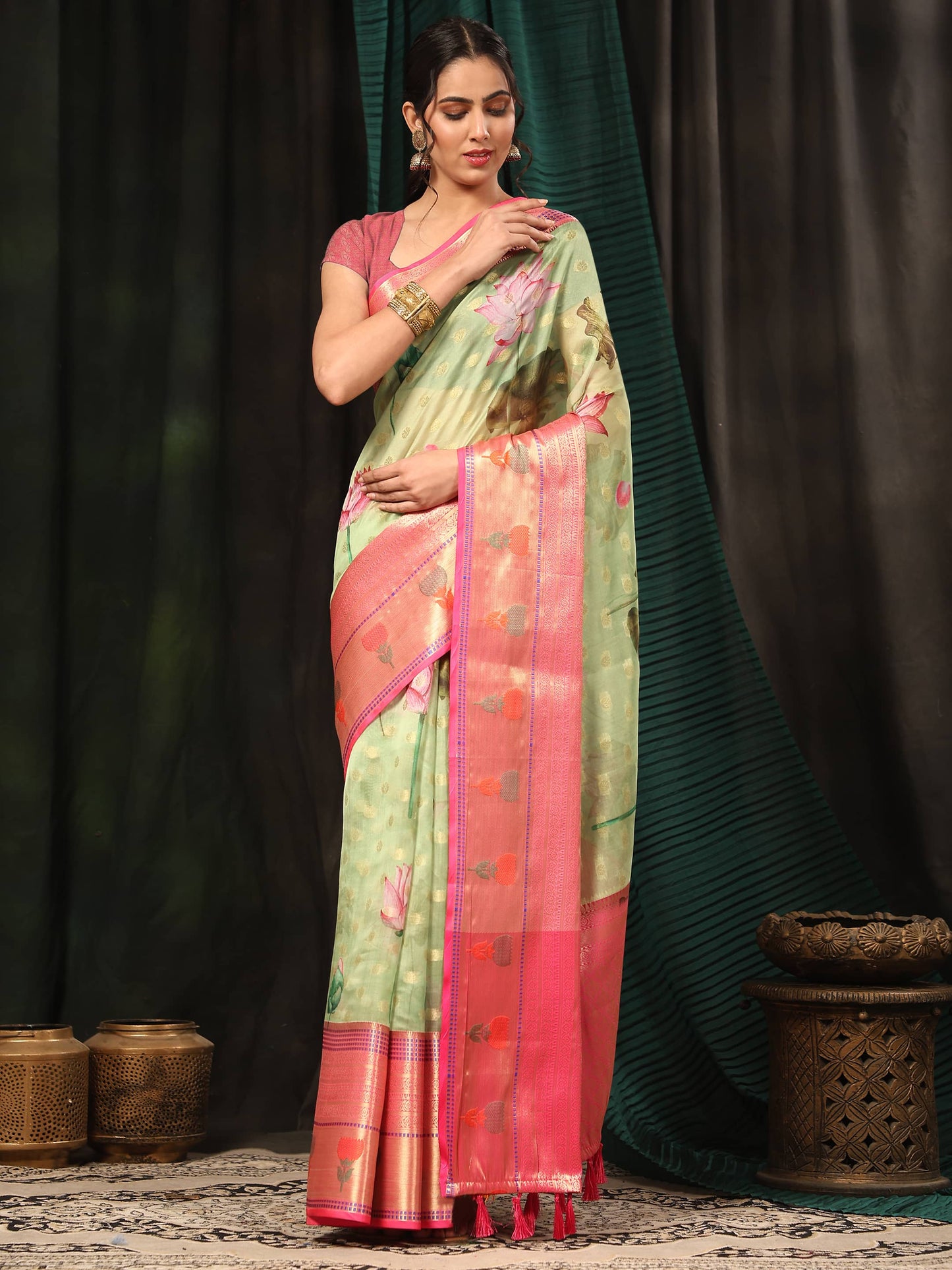 Banarasi Art Silk Digital Printed Kalamkari Saree