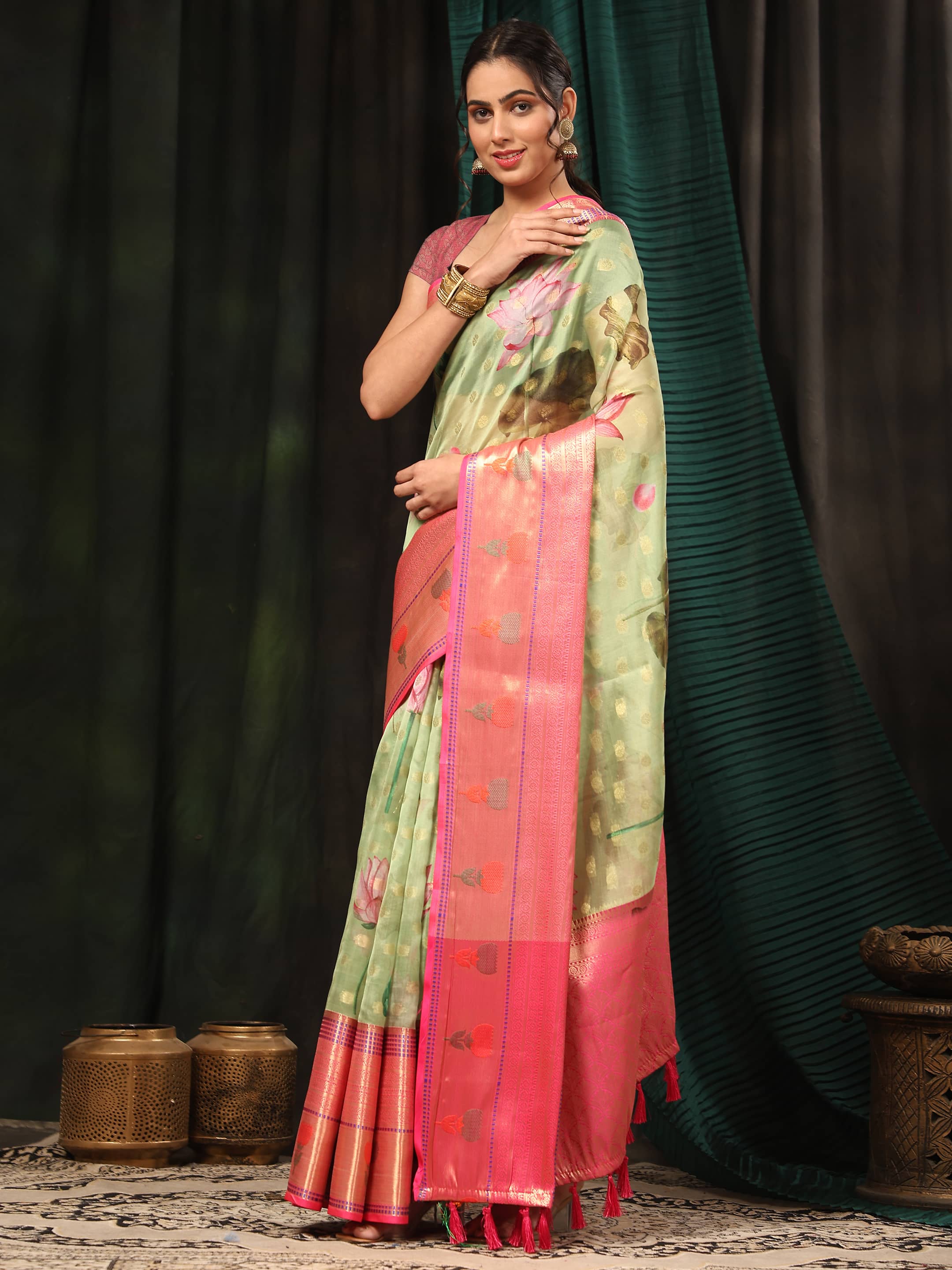 Banarasi Art Silk Digital Printed Kalamkari Saree