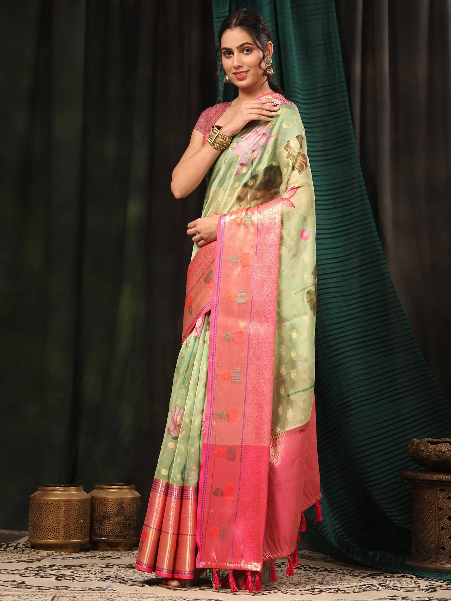 Banarasi Art Silk Digital Printed Kalamkari Saree