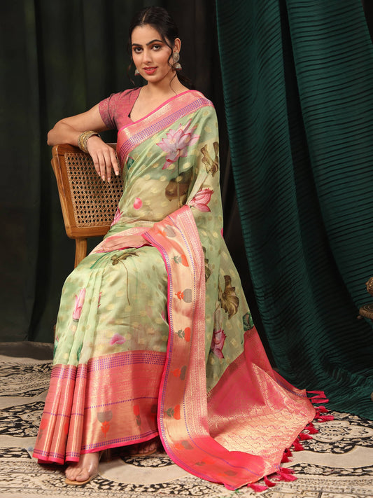 Banarasi Art Silk Digital Printed Kalamkari Saree