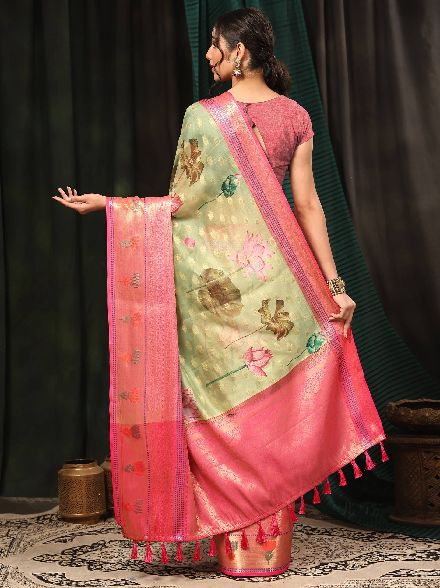 Banarasi Art Silk Digital Printed Kalamkari Saree