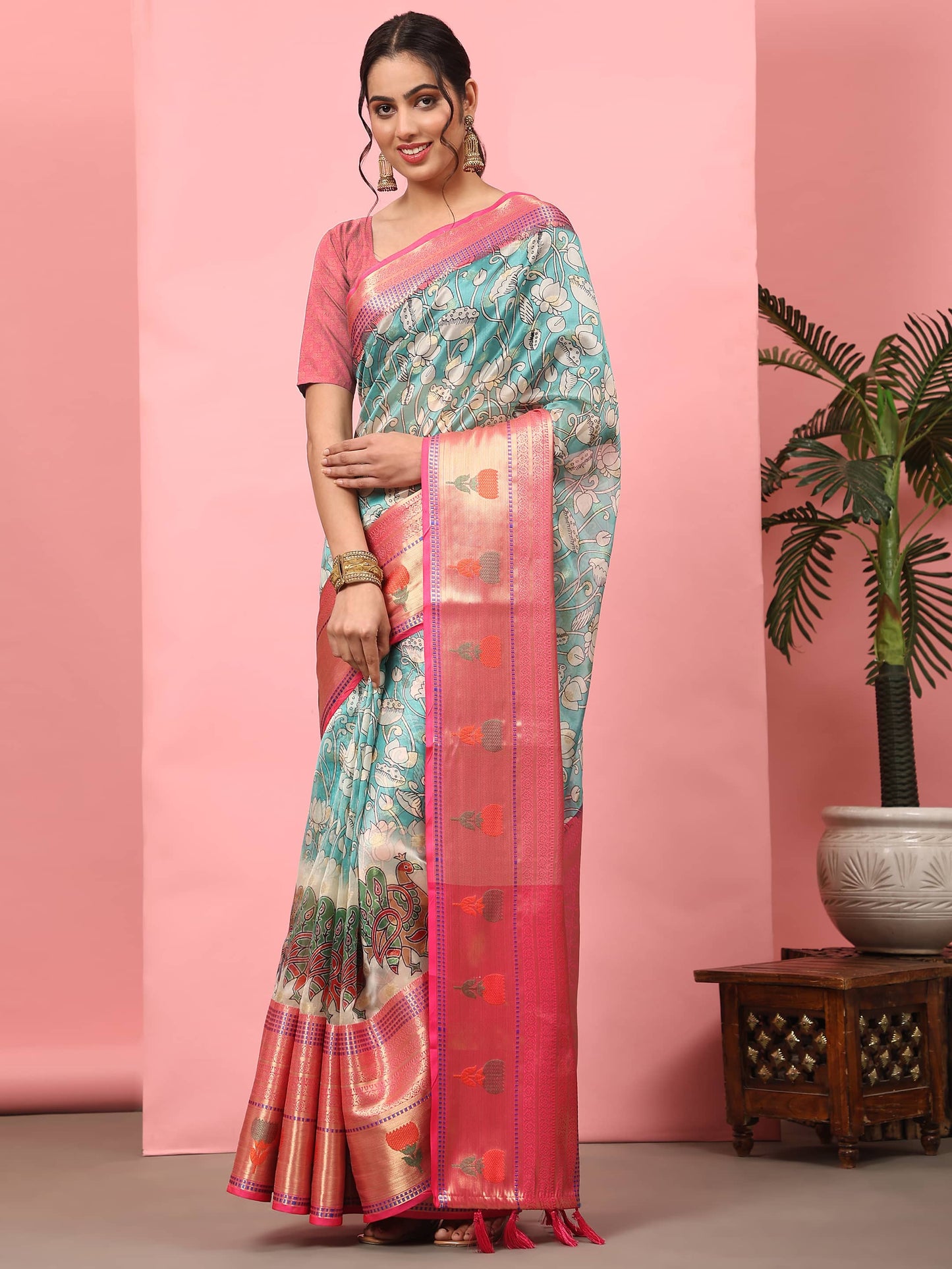Banarasi Art Silk Digital Printed Kalamkari Saree