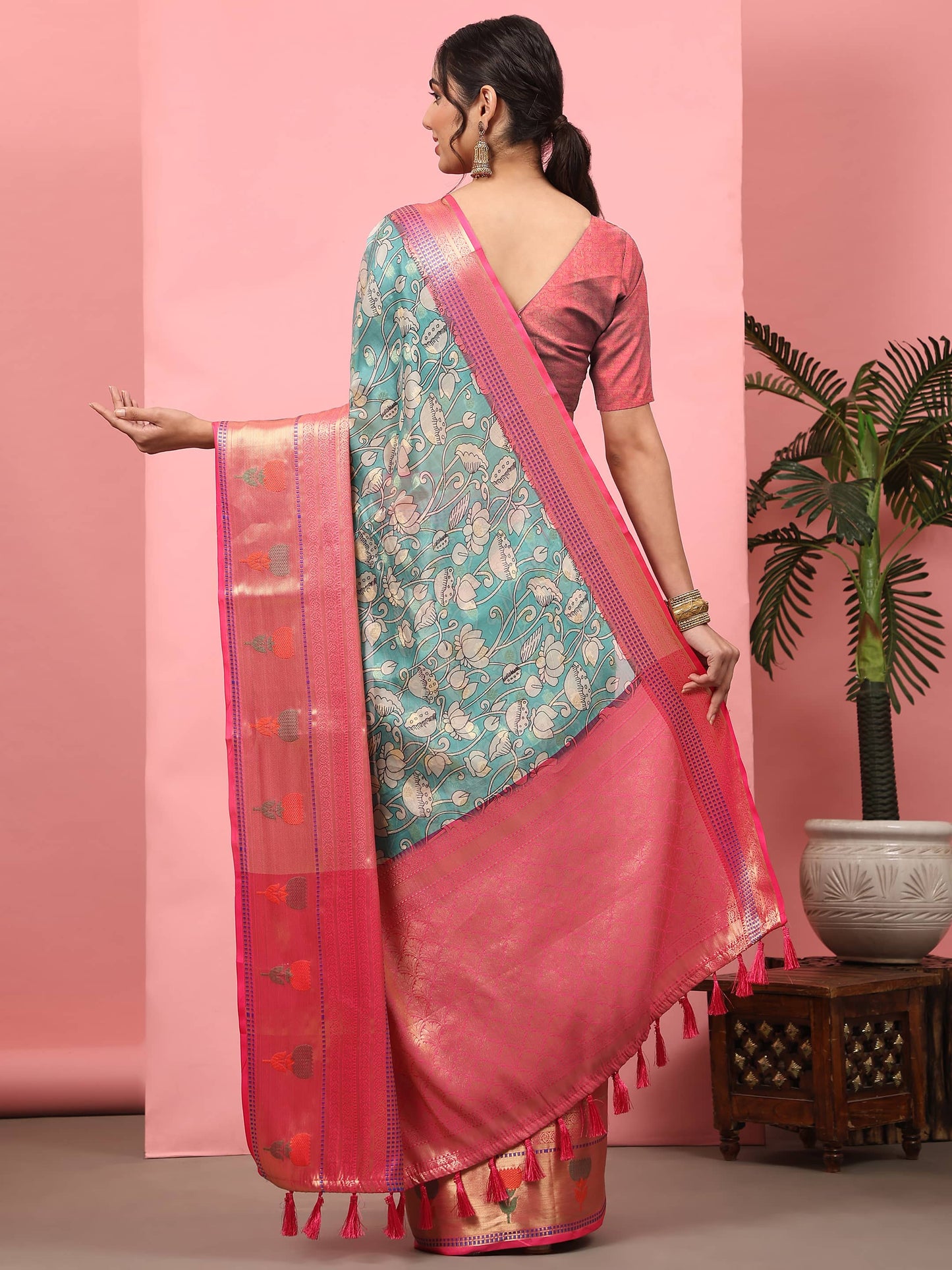 Banarasi Art Silk Digital Printed Kalamkari Saree