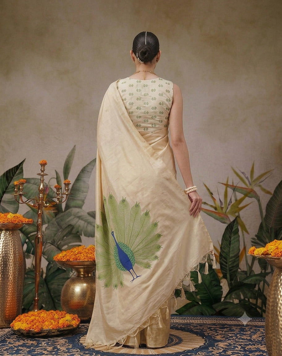 Women's Soft Silk Digital Printed Saree with Designer Pallu & Printed Blouse