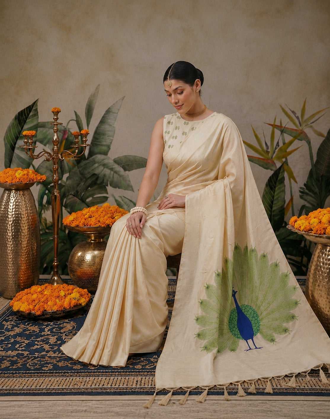 Women's Soft Silk Digital Printed Saree with Designer Pallu & Printed Blouse