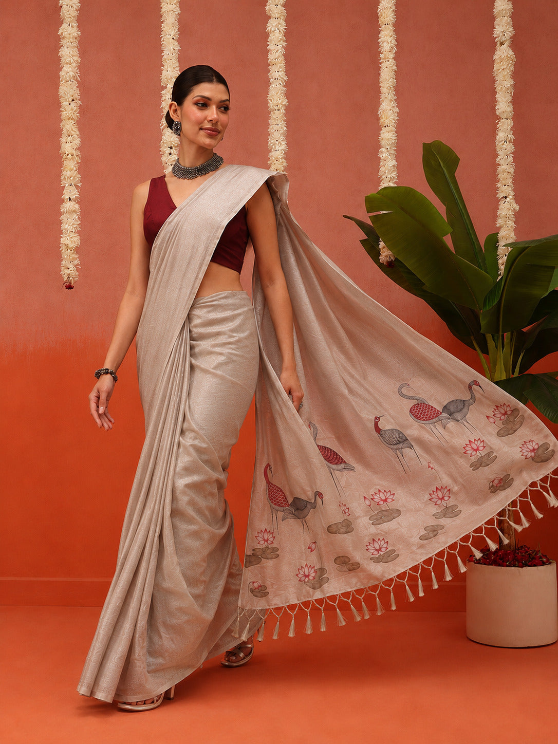 Women's Soft Silk Digital Printed Saree with Designer Pallu & Printed Blouse
