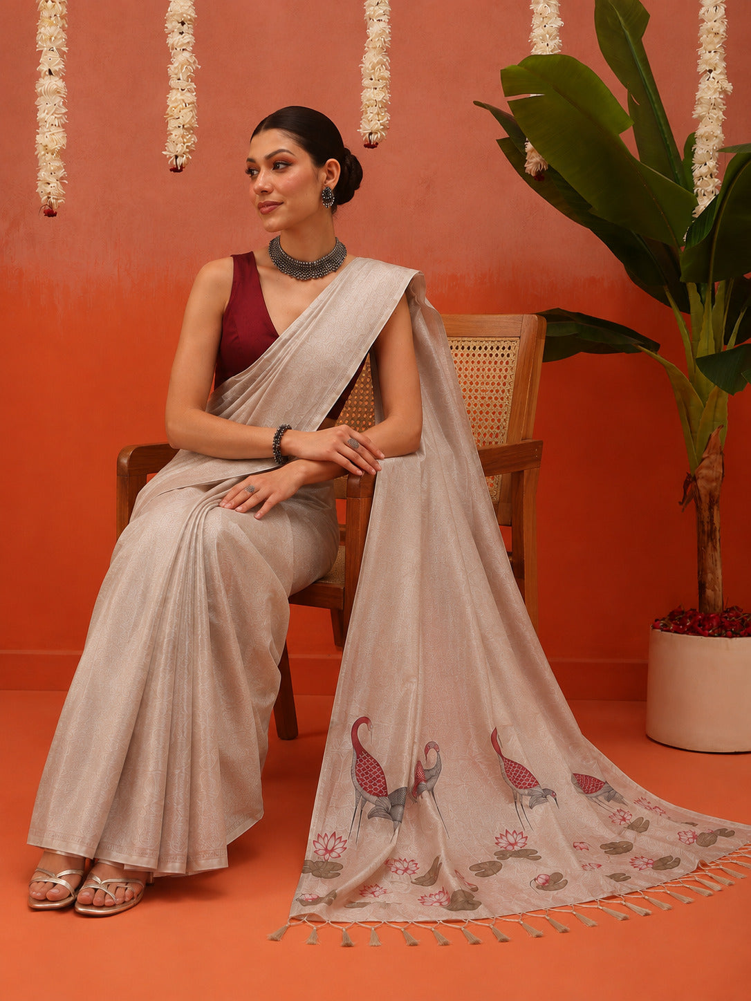 Women's Soft Silk Digital Printed Saree with Designer Pallu & Printed Blouse