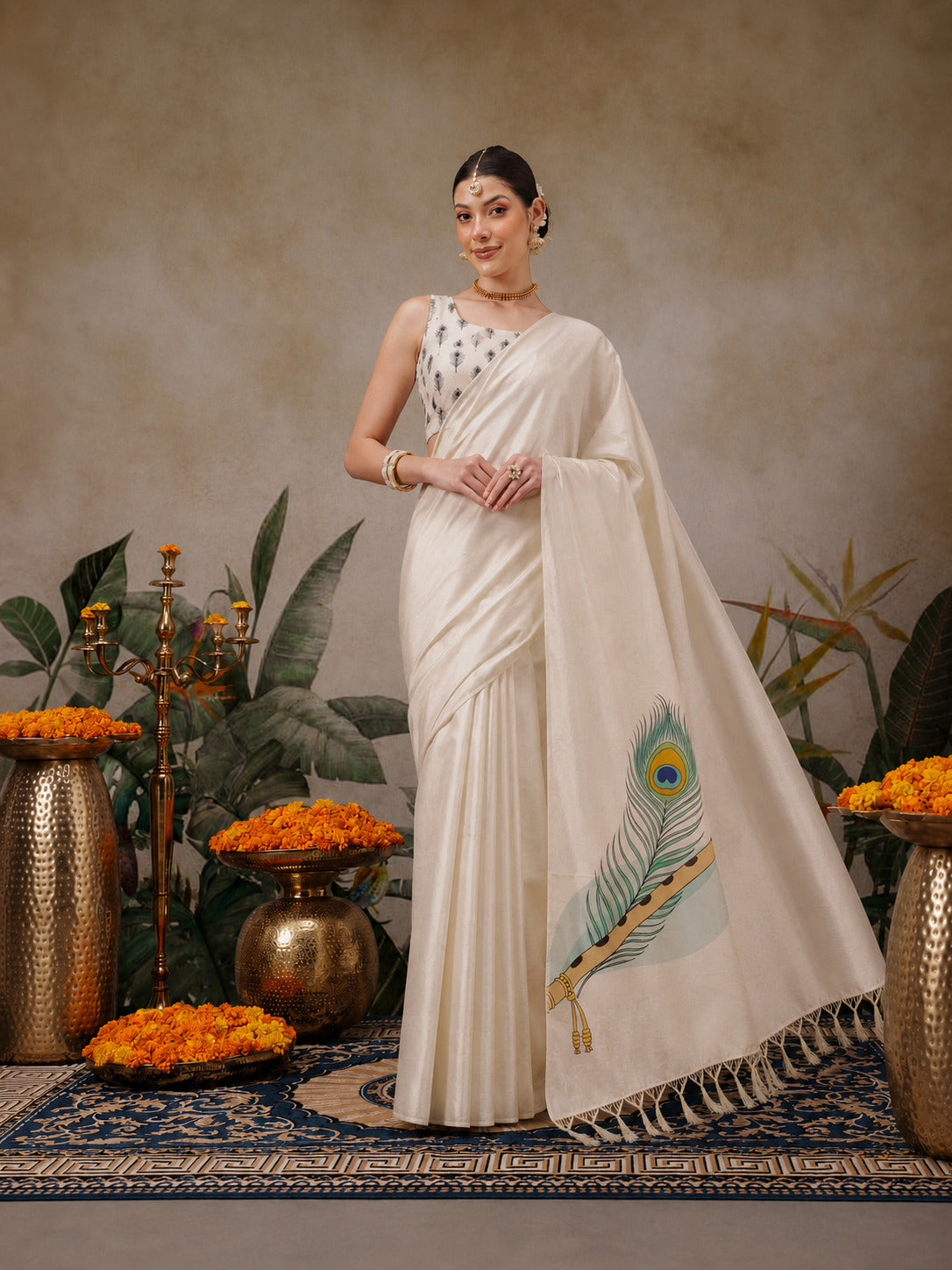 Women's Soft Silk Digital Printed Saree with Designer Pallu & Printed Blouse