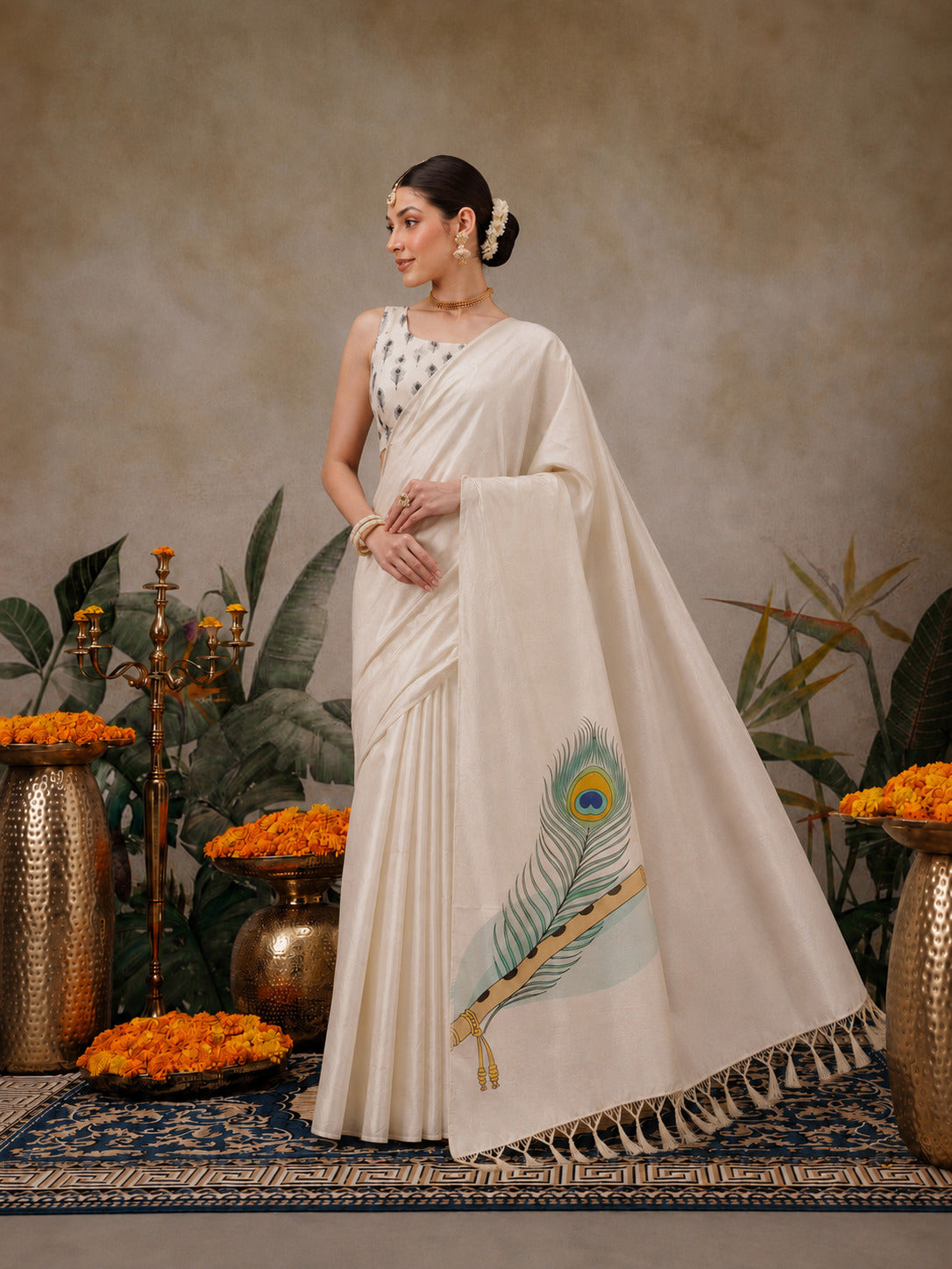 Women's Soft Silk Digital Printed Saree with Designer Pallu & Printed Blouse