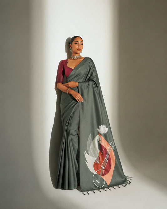 Women's Soft Silk Digital Printed Saree with Designer Pallu & Printed Blouse