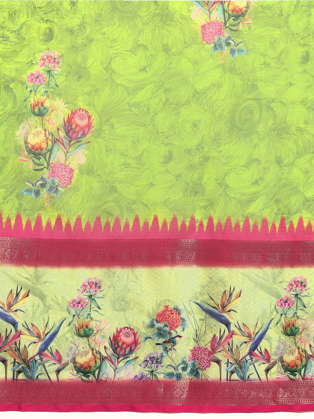 Kanjivaram Soft Silk Digital Printed Zari Woven Saree