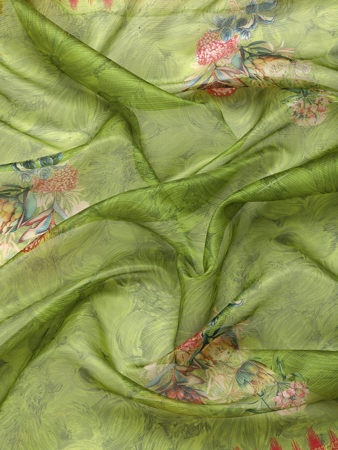Kanjivaram Soft Silk Digital Printed Zari Woven Saree