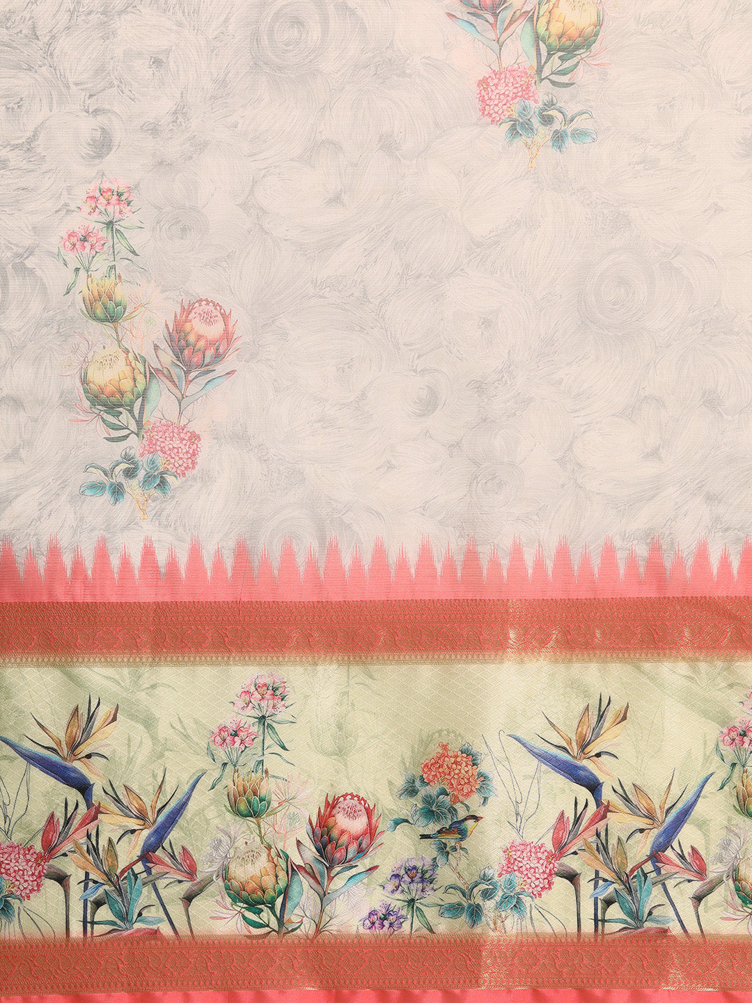 Kanjivaram Soft Silk Digital Printed Zari Woven Saree