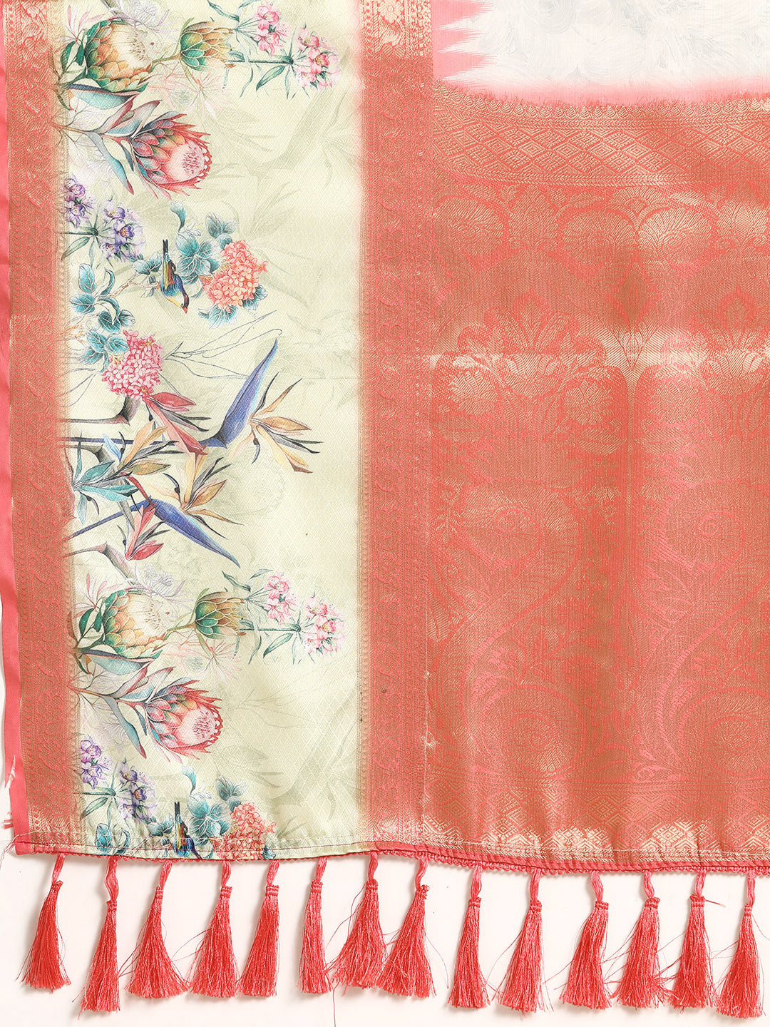 Kanjivaram Soft Silk Digital Printed Zari Woven Saree