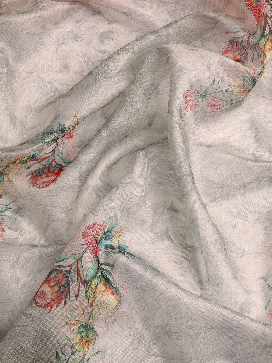 Kanjivaram Soft Silk Digital Printed Zari Woven Saree