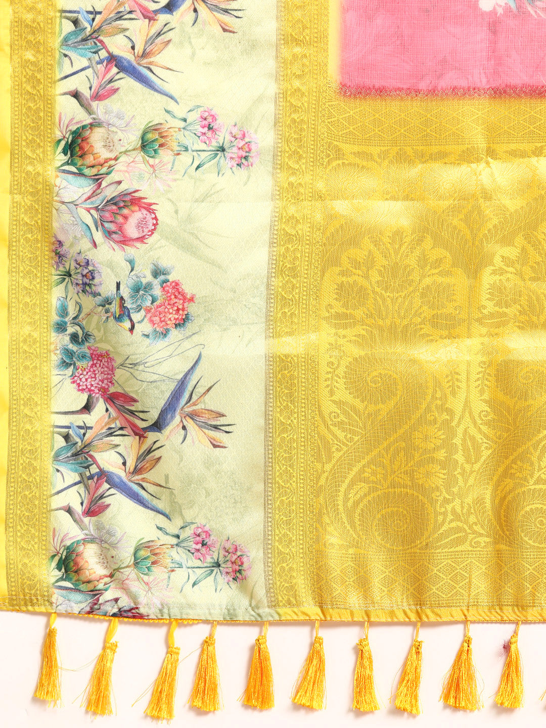 Kanjivaram Soft Silk Digital Printed Zari Woven Saree