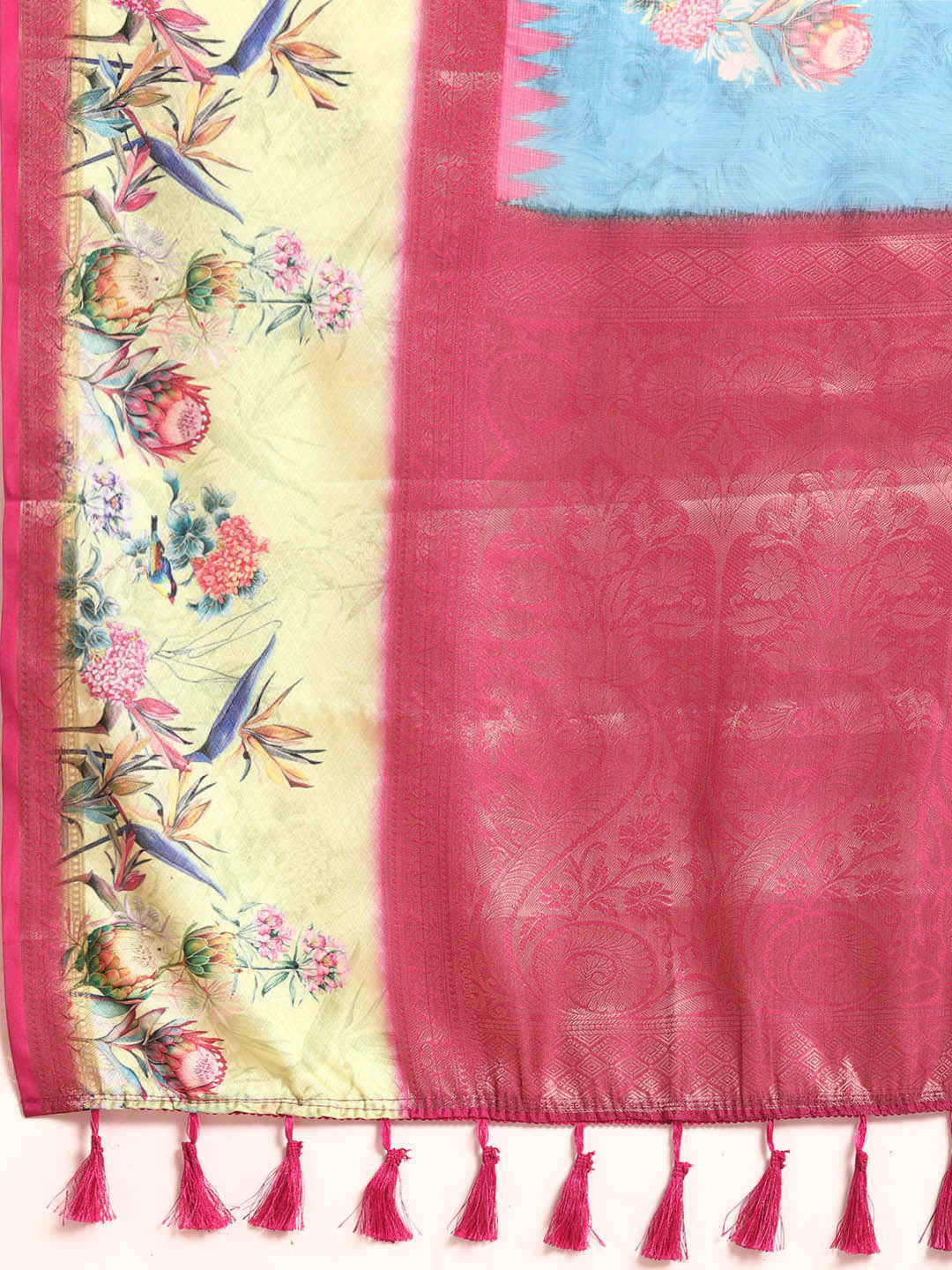 Kanjivaram Soft Silk Digital Printed Zari Woven Saree