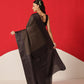 Digital Printed Tussar Silk Solid Checks Work Saree