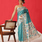 Tussar Silk Checks Work Saree With Figure Prints Border