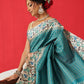 Tussar Silk Checks Work Saree With Figure Prints Border