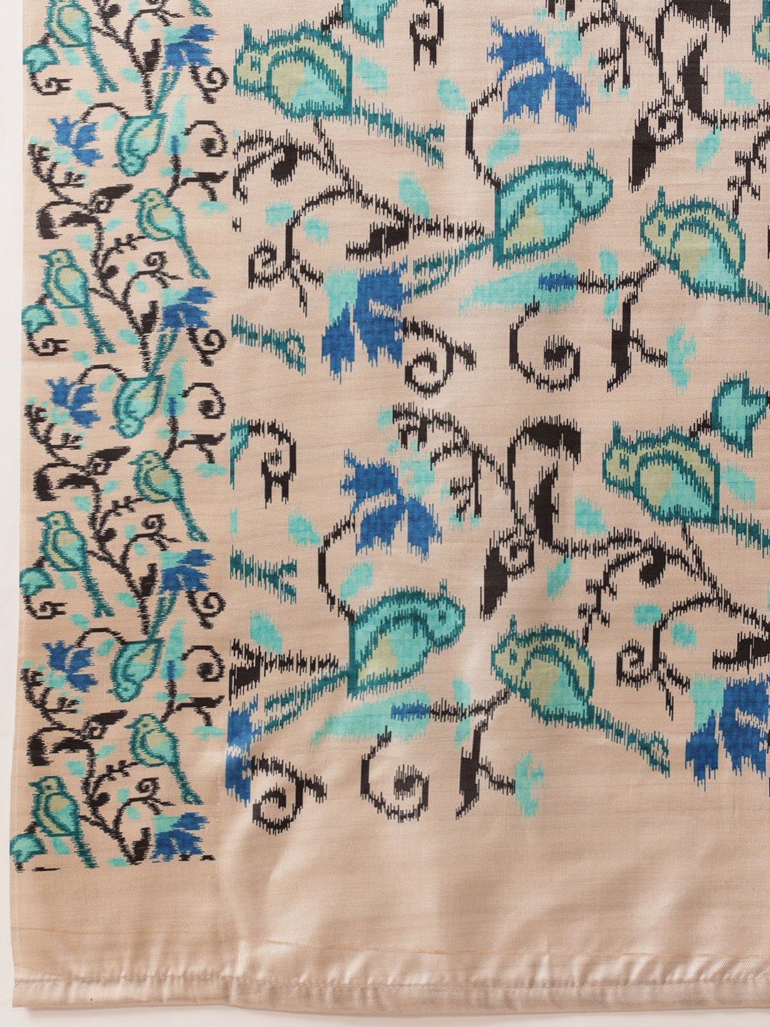 Tussar Silk Checks Work Saree With Figure Prints Border