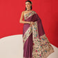 Tussar Silk Checks Work Saree With Figure Prints Border