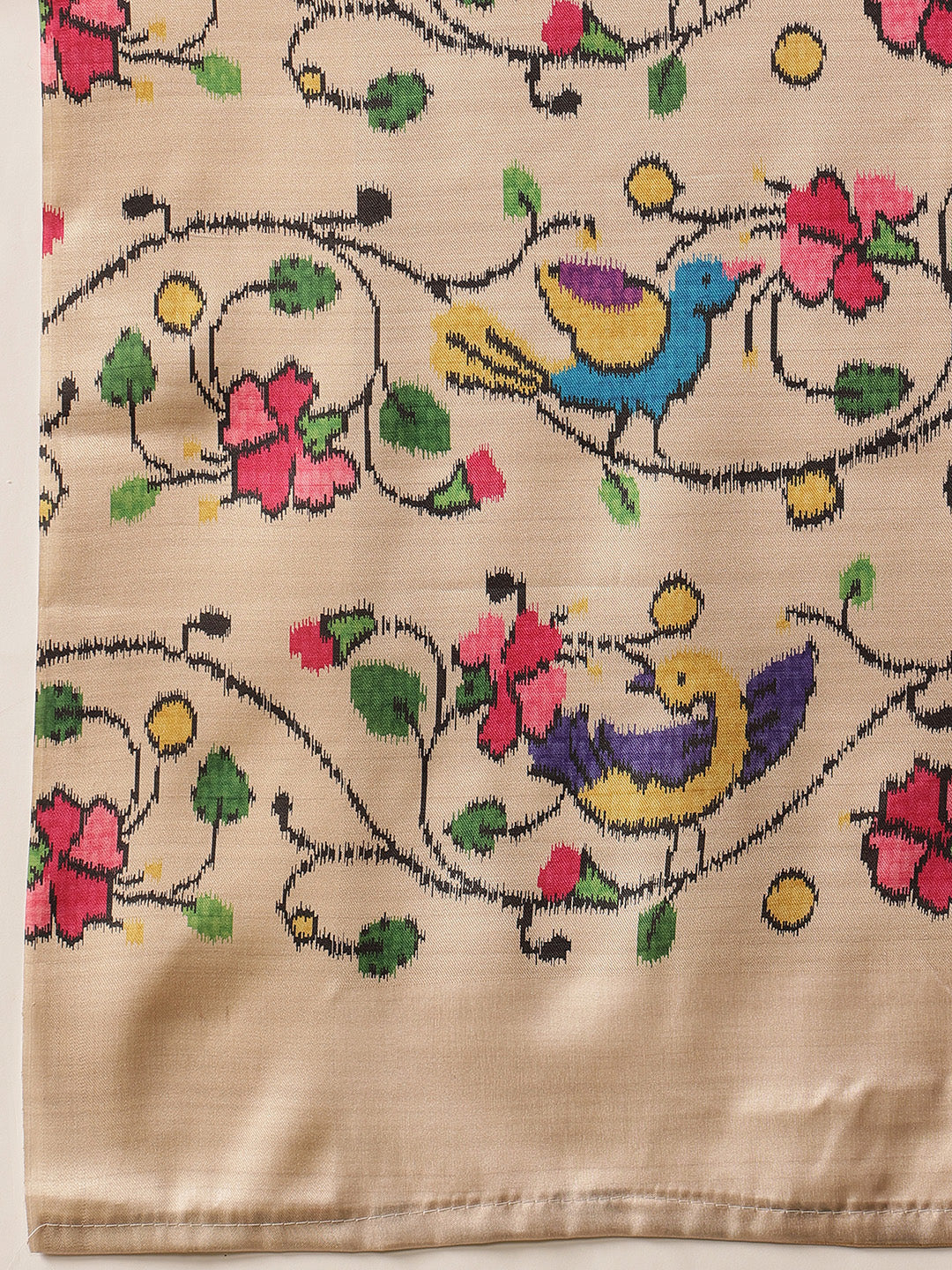 Tussar Silk Checks Work Saree With Figure Prints Border