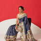 Tussar Silk Checks Work Saree With Figure Prints Border