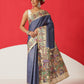 Tussar Silk Checks Work Saree With Figure Prints Border