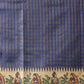 Tussar Silk Checks Work Saree With Figure Prints Border