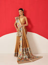 Tussar Silk Checks Work Saree With Figure Prints Border