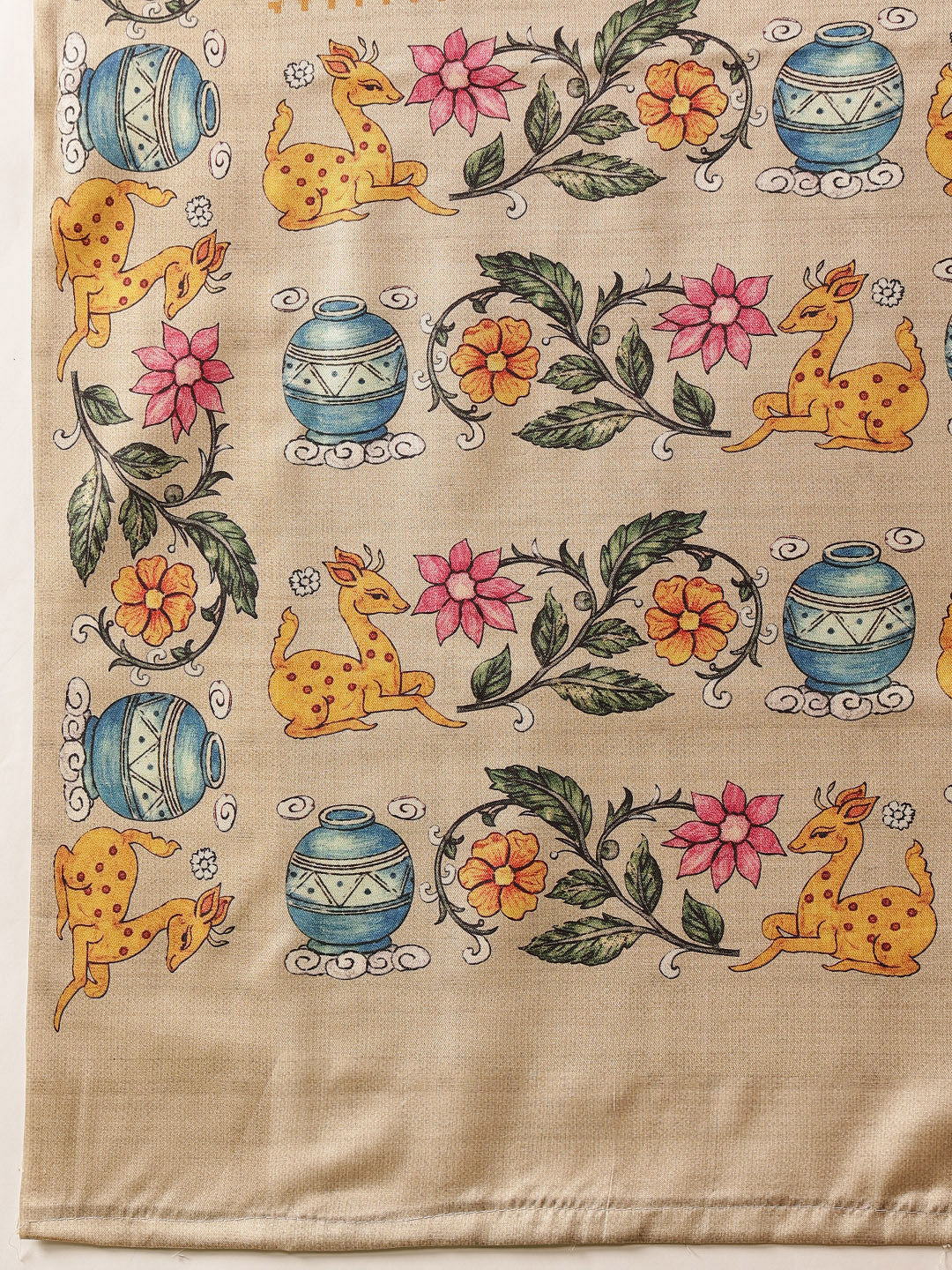 Tussar Silk Checks Work Saree With Figure Prints Border