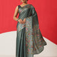 Tussar Silk Checks Work Saree With Figure Prints Border