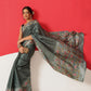Tussar Silk Checks Work Saree With Figure Prints Border