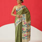 Tussar Silk Checks Work Saree With Figure Prints Border