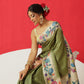 Tussar Silk Checks Work Saree With Figure Prints Border