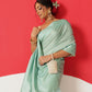 Digital Printed Tussar Silk Solid Checks Work Saree
