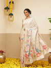 Kalamkari Printed Art Silk Festive Saree With Unstitched Blouse Piece