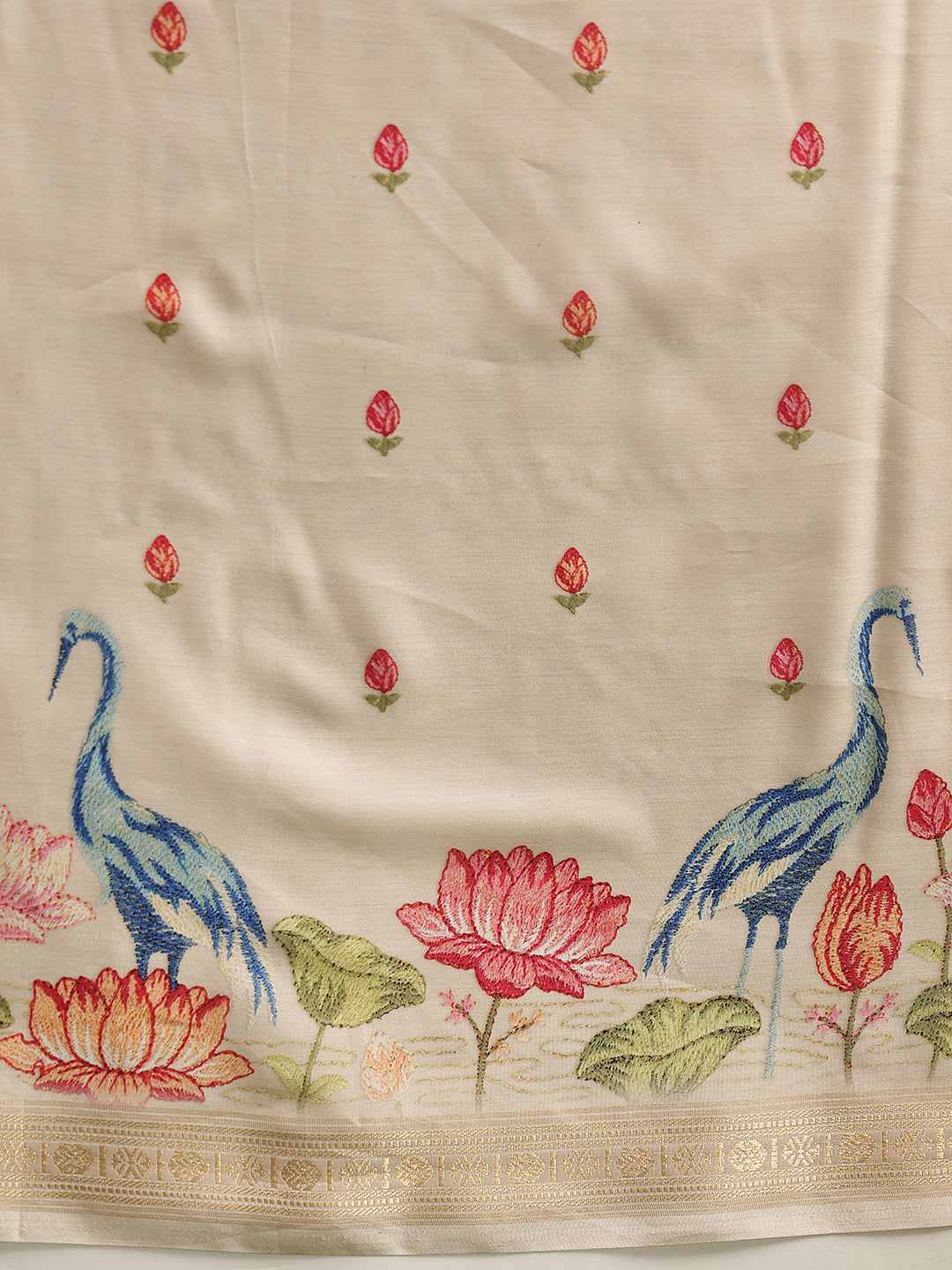 Kalamkari Printed Art Silk Festive Saree With Unstitched Blouse Piece