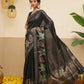 Kalamkari Printed Art Silk Festive Saree With Unstitched Blouse Piece