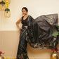 Kalamkari Printed Art Silk Festive Saree With Unstitched Blouse Piece