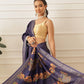 Kalamkari Printed Art Silk Festive Saree With Unstitched Blouse Piece